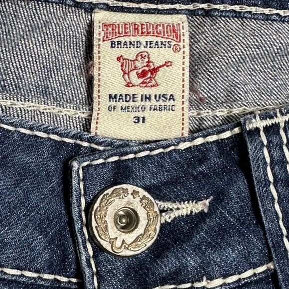 True Religion Joey Big T Flare Jeans Y2K Boho Midrise USA Denim Women’s 31 - Picture 7 of 10